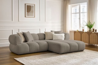 Canapé d’angle droit Pamira - Taupe - 4 places - En polyester
