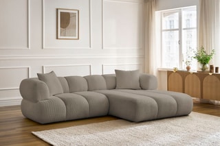 Canapé d’angle droit Pamira - Taupe - 4 places - En polyester