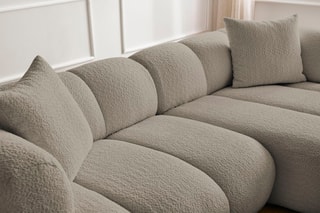 Canapé d’angle droit Pamira - Taupe - 4 places - En polyester