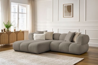 Canapé d’angle gauche Pamira - Taupe - 4 places - En polyester