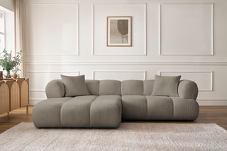 Canapé d’angle gauche Pamira - Taupe - 4 places - En polyester