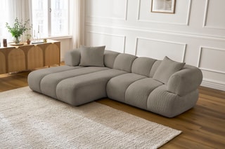 Canapé d’angle gauche Pamira - Taupe - 4 places - En polyester