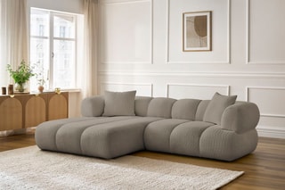 Canapé d’angle gauche Pamira - Taupe - 4 places - En polyester
