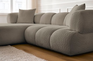 Canapé d’angle gauche Pamira - Taupe - 4 places - En polyester