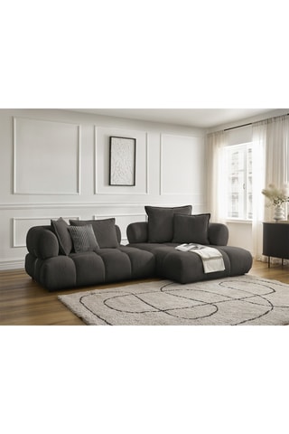 Canapé d’angle droit Alya - Marron - 4 places - En polyester