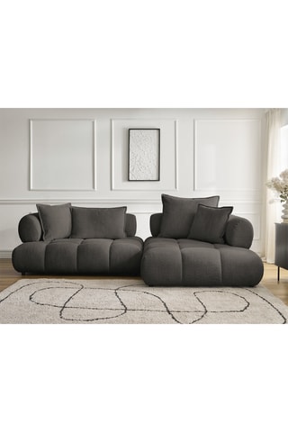 Canapé d’angle droit Alya - Marron - 4 places - En polyester