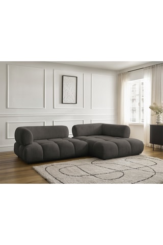 Canapé d’angle droit Alya - Marron - 4 places - En polyester