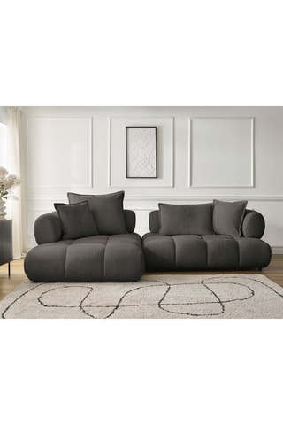 Canapé d’angle gauche Alya - Marron - 4 places - En polyester