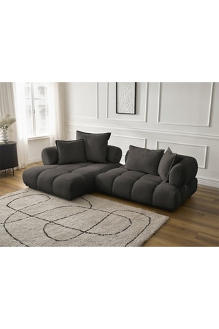 Canapé d’angle gauche Alya - Marron - 4 places - En polyester