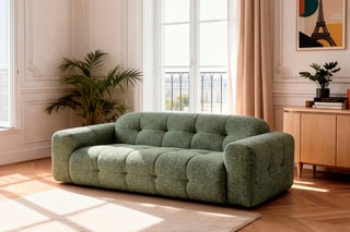 Canapé Laura - Vert clair - 3 places - En polyester et coton