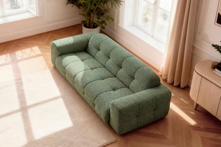 Canapé Laura - Vert clair - 3 places - En polyester et coton