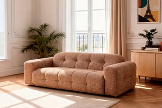Canapé Laura - Orange - 3 places - En polyester et coton