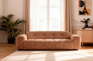 Canapé Laura - Orange - 3 places - En polyester et coton