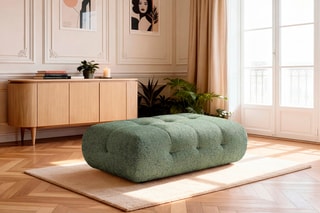 Pouf Laura - Vert clair - En polyester et coton