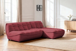 Canapé d'angle modulable Serena - Bordeaux - 3 places - En polyester