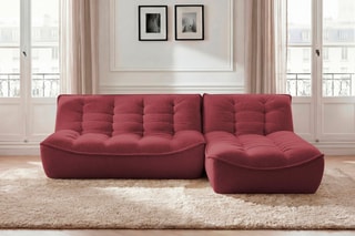 Canapé d'angle modulable Serena - Bordeaux - 3 places - En polyester