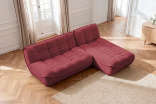 Canapé d'angle modulable Serena - Bordeaux - 3 places - En polyester