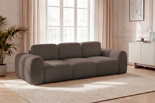Canapé droit convertible Montaigne - Marron - 3 places - En polyester
