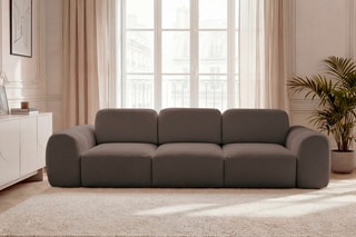 Canapé droit convertible Montaigne - Marron - 3 places - En polyester