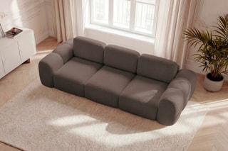 Canapé droit convertible Montaigne - Marron - 3 places - En polyester