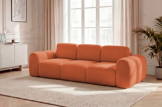 Canapé droit convertible Montaigne - Orange - 3 places - En polyester
