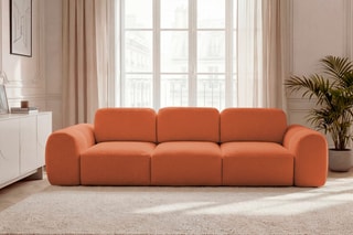 Canapé droit convertible Montaigne - Orange - 3 places - En polyester