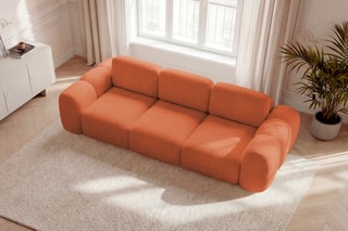 Canapé droit convertible Montaigne - Orange - 3 places - En polyester