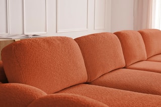 Canapé droit convertible Montaigne - Orange - 3 places - En polyester