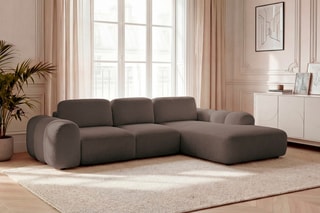Canapé d'angle droit convertible Montaigne - Marron - 3 places - En polyester