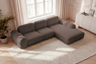 Canapé d'angle droit convertible Montaigne - Marron - 3 places - En polyester