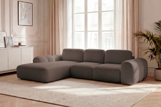 Canapé d'angle gauche convertible Montaigne - Marron - 3 places - En polyester