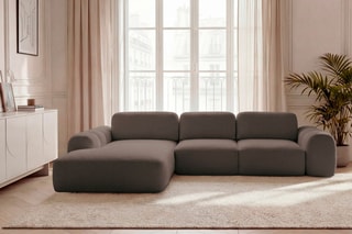 Canapé d'angle gauche convertible Montaigne - Marron - 3 places - En polyester