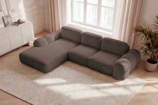 Canapé d'angle gauche convertible Montaigne - Marron - 3 places - En polyester