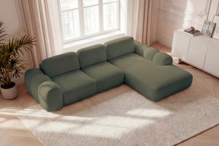 Canapé d'angle droit convertible Montaigne - Vert - 3 places - En polyester
