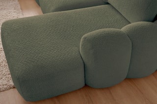 Canapé d'angle droit convertible Montaigne - Vert - 3 places - En polyester