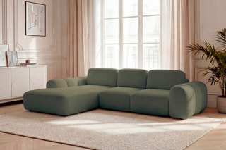 Canapé d'angle gauche convertible Montaigne - Vert - 3 places - En polyester