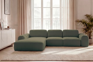 Canapé d'angle gauche convertible Montaigne - Vert - 3 places - En polyester