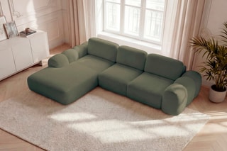 Canapé d'angle gauche convertible Montaigne - Vert - 3 places - En polyester