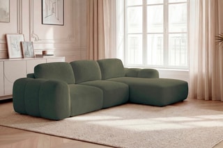 Canapé d'angle droit convertible Montaigne - Vert - 4 places - En polyester