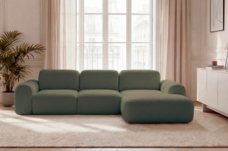 Canapé d'angle droit convertible Montaigne - Vert - 4 places - En polyester