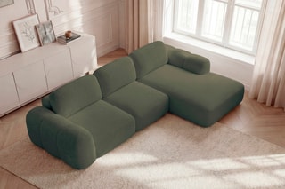 Canapé d'angle droit convertible Montaigne - Vert - 4 places - En polyester