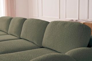 Canapé d'angle droit convertible Montaigne - Vert - 4 places - En polyester