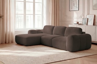 Canapé d’angle gauche convertible Montaigne - Marron - 4 places - En polyester