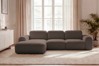 Canapé d’angle gauche convertible Montaigne - Marron - 4 places - En polyester
