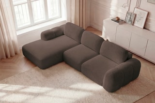 Canapé d’angle gauche convertible Montaigne - Marron - 4 places - En polyester