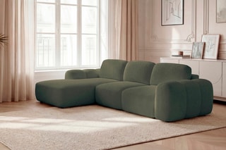 Canapé d’angle gauche convertible Montaigne - Vert - 4 places - En polyester