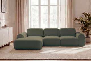 Canapé d’angle gauche convertible Montaigne - Vert - 4 places - En polyester