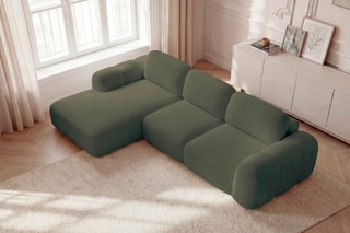 Canapé d’angle gauche convertible Montaigne - Vert - 4 places - En polyester