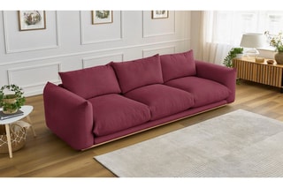 Canapé droit Ernest - Rouge - 3 places - En polyester et nylon