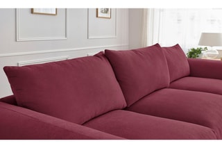 Canapé droit Ernest - Rouge - 3 places - En polyester et nylon